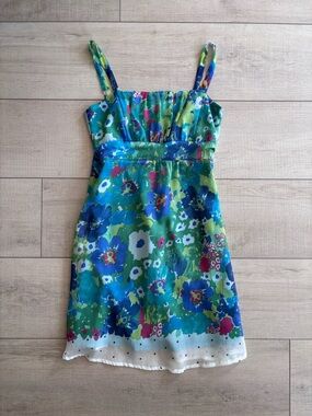 Rinascimento Made in Italy Multicolor Floral Spring Dress Blue-Green